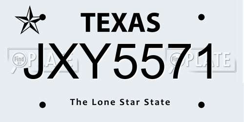 JXY5571 Texas License Plate