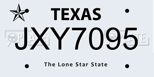 JXY7095 Texas License Plate
