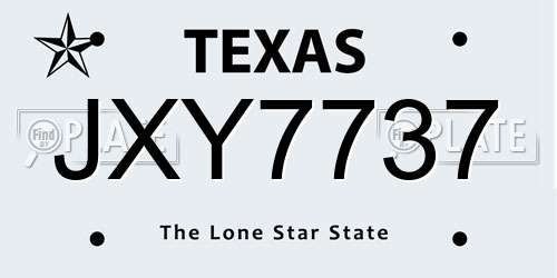 JXY7737 Texas License Plate