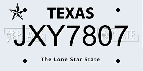 JXY7807 Texas License Plate