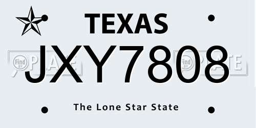 JXY7808 Texas License Plate