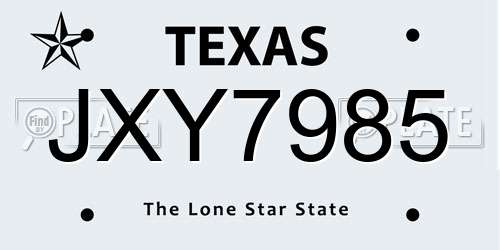 JXY7985 Texas License Plate