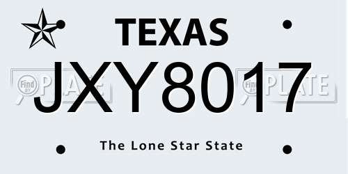 JXY8017 Texas License Plate