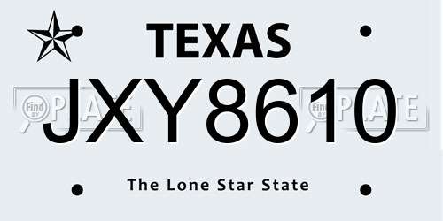 JXY8610 Texas License Plate