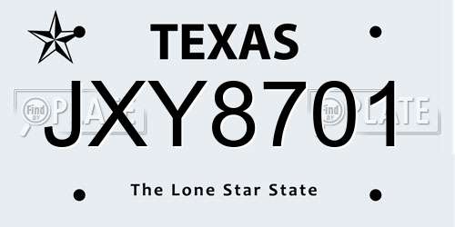 JXY8701 Texas License Plate