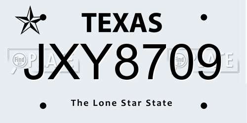 JXY8709 Texas License Plate
