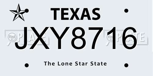 JXY8716 Texas License Plate