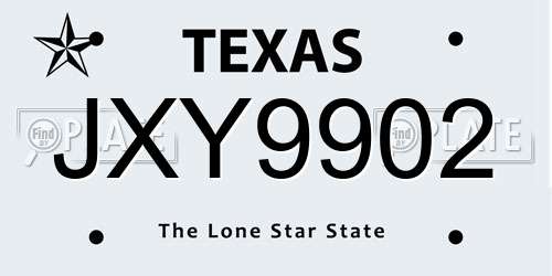JXY9902 Texas License Plate