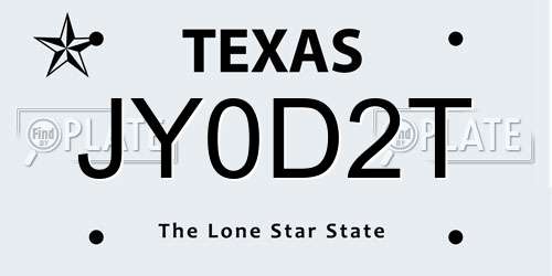 JY0D2T Texas License Plate