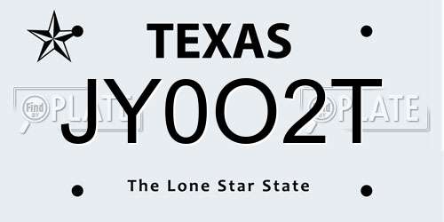 JY0O2T Texas License Plate