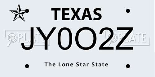 JY0O2Z Texas License Plate