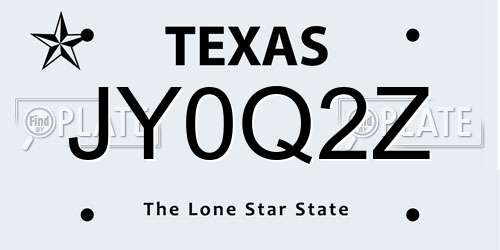 JY0Q2Z Texas License Plate