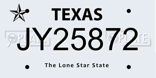 JY25872 Texas License Plate
