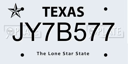JY7B577 Texas License Plate