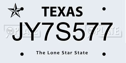 JY7S577 Texas License Plate