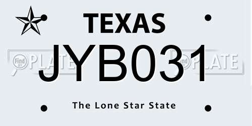 JYB031 Texas License Plate