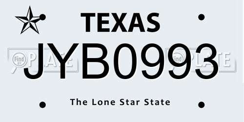 JYB0993 Texas License Plate
