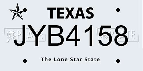 JYB4158 Texas License Plate