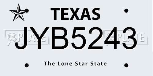 JYB5243 Texas License Plate
