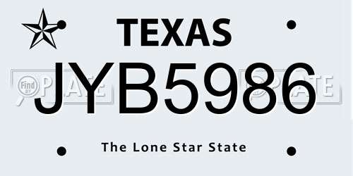 JYB5986 Texas License Plate