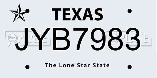 JYB7983 Texas License Plate