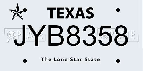 JYB8358 Texas License Plate