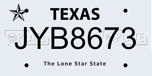 JYB8673 Texas License Plate