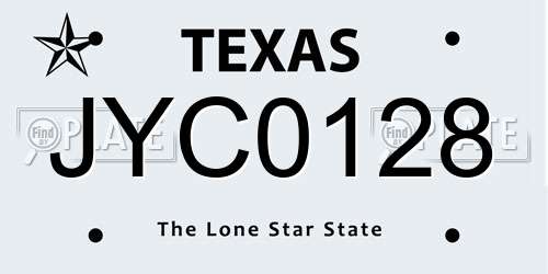 JYC0128 Texas License Plate
