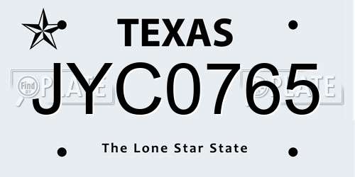 JYC0765 Texas License Plate