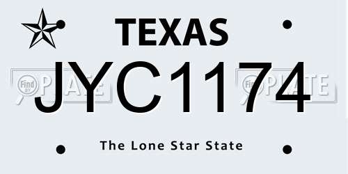 JYC1174 Texas License Plate
