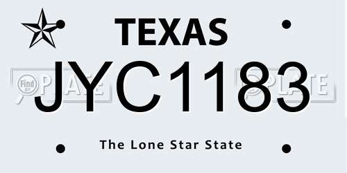 JYC1183 Texas License Plate