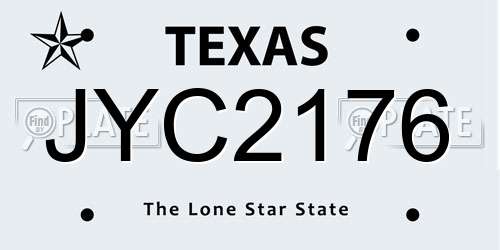 JYC2176 Texas License Plate
