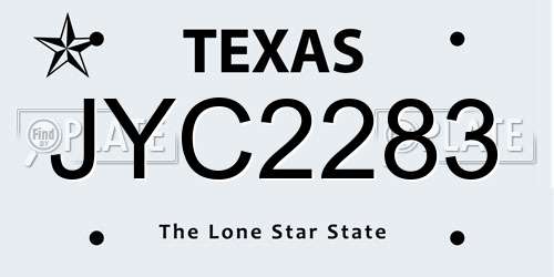 JYC2283 Texas License Plate