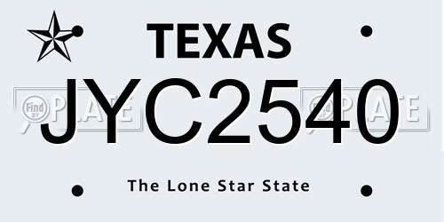 JYC2540 Texas License Plate