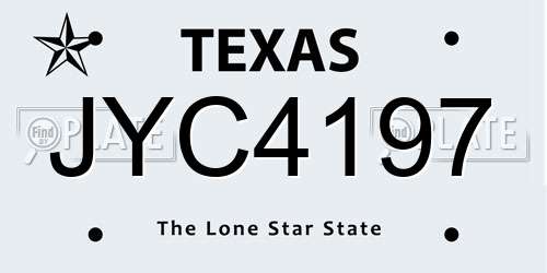 JYC4197 Texas License Plate