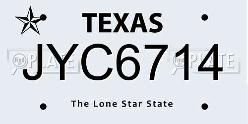 JYC6714 Texas License Plate