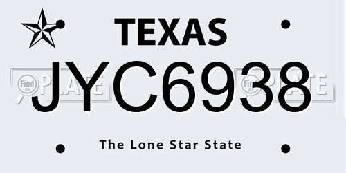 JYC6938 Texas License Plate