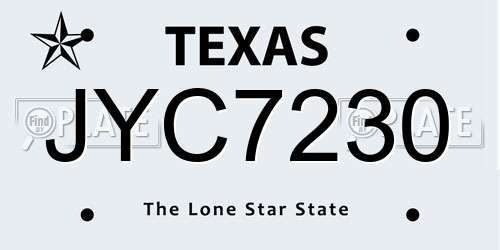 JYC7230 Texas License Plate