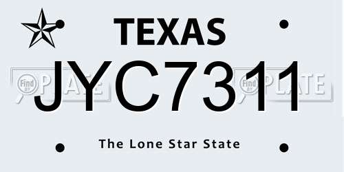 JYC7311 Texas License Plate