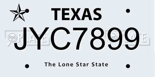 JYC7899 Texas License Plate