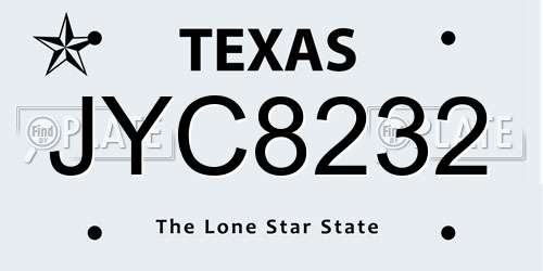 JYC8232 Texas License Plate