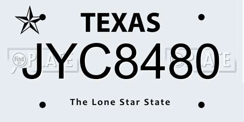 JYC8480 Texas License Plate