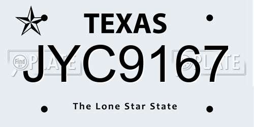 JYC9167 Texas License Plate
