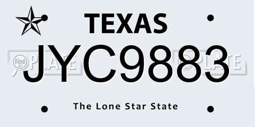 JYC9883 Texas License Plate