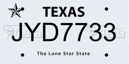 JYD7733 Texas License Plate