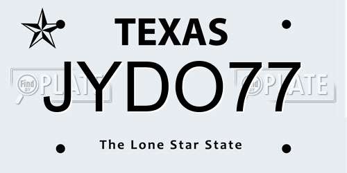 JYDO77 Texas License Plate