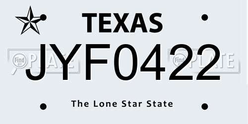 JYF0422 Texas License Plate