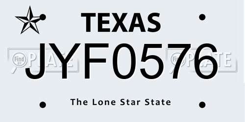 JYF0576 Texas License Plate