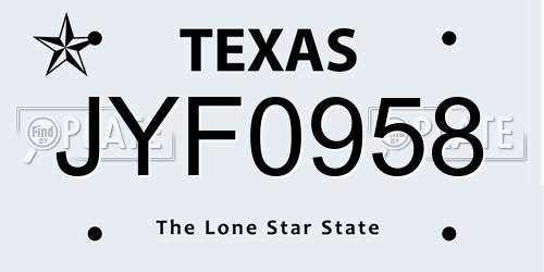 JYF0958 Texas License Plate