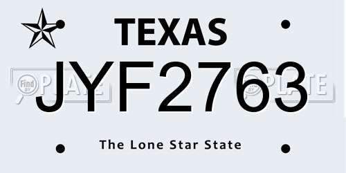 JYF2763 Texas License Plate